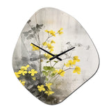 Yellow Grey Herb Garden - Asymmetric Metal Wall Clock