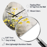 Yellow Grey Herb Garden - Asymmetric Metal Wall Clock