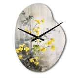 Yellow Grey Herb Garden - Asymmetric Metal Wall Clock