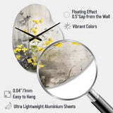 Yellow Grey Herb Garden - Asymmetric Metal Wall Clock