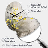 Yellow Grey Herb Garden - Asymmetric Metal Wall Clock
