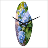 Blue Blooms Of Hydrangea - Asymmetric Metal Wall Clock