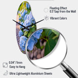 Blue Blooms Of Hydrangea - Asymmetric Metal Wall Clock