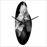 Black White Hydrangea Blooming I - Asymmetric Metal Wall Clock
