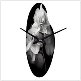 Black White Hydrangea Blooming I - Asymmetric Metal Wall Clock