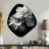 Black White Hydrangea Blooming I - Asymmetric Metal Wall Clock