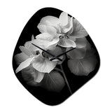 Black White Hydrangea Blooming I - Asymmetric Metal Wall Clock