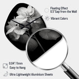 Black White Hydrangea Blooming I - Asymmetric Metal Wall Clock