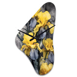 Yellow Grey Petal Of Iris I - Asymmetric Metal Wall Clock