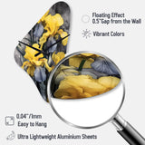 Yellow Grey Petal Of Iris I - Asymmetric Metal Wall Clock