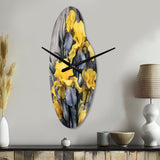 Yellow Grey Petal Of Iris I - Asymmetric Metal Wall Clock