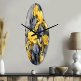 Yellow Grey Petal Of Iris I - Asymmetric Metal Wall Clock