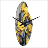 Yellow Grey Petal Of Iris I - Asymmetric Metal Wall Clock