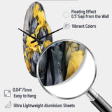 Yellow Grey Petal Of Iris I - Asymmetric Metal Wall Clock