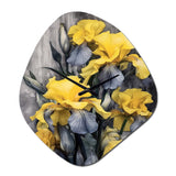 Yellow Grey Petal Of Iris I - Asymmetric Metal Wall Clock
