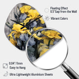 Yellow Grey Petal Of Iris I - Asymmetric Metal Wall Clock
