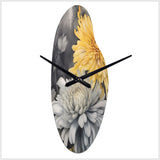 Yellow Grey Mums Spendor - Asymmetric Metal Wall Clock
