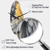 Yellow Grey Mums Spendor - Asymmetric Metal Wall Clock