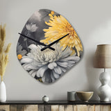 Yellow Grey Mums Spendor - Asymmetric Metal Wall Clock