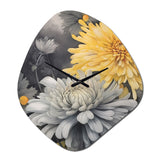Yellow Grey Mums Spendor - Asymmetric Metal Wall Clock