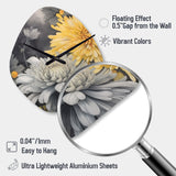 Yellow Grey Mums Spendor - Asymmetric Metal Wall Clock