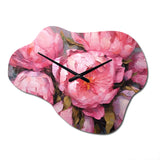 Pink Peony Perfection I - Asymmetric Metal Wall Clock