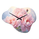 Pink Peony Perfection II - Asymmetric Metal Wall Clock