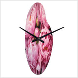 Pink Green Peony Captivating II - Asymmetric Metal Wall Clock