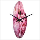 Pink Green Peony Captivating II - Asymmetric Metal Wall Clock