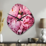 Pink Green Peony Captivating II - Asymmetric Metal Wall Clock