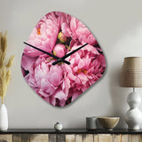 Pink Green Peony Captivating II - Asymmetric Metal Wall Clock