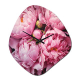 Pink Green Peony Captivating II - Asymmetric Metal Wall Clock