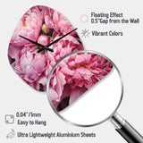 Pink Green Peony Captivating II - Asymmetric Metal Wall Clock