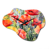 Vibrant Poppies I - Asymmetric Metal Wall Clock