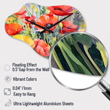 Vibrant Poppies I - Asymmetric Metal Wall Clock