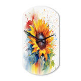 Yellow Blue Golden Sunflowers I - Asymmetric Metal Wall Clock