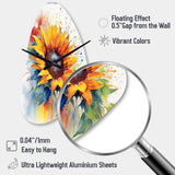 Yellow Blue Golden Sunflowers I - Asymmetric Metal Wall Clock