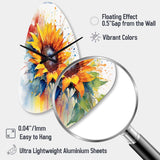 Yellow Blue Golden Sunflowers I - Asymmetric Metal Wall Clock