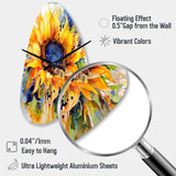Yellow Blue Golden Cheerful Sunflowers - Asymmetric Metal Wall Clock