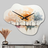 Minimalism Yellow Tree Solitude II - Asymmetric Metal Wall Clock