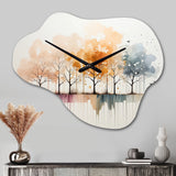 Minimalism Yellow Tree Solitude II - Asymmetric Metal Wall Clock