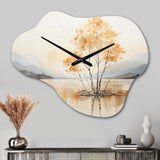 Minimalism Yellow Tree Solitude IV - Asymmetric Metal Wall Clock