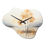Minimalism Yellow Tree Solitude IV - Asymmetric Metal Wall Clock