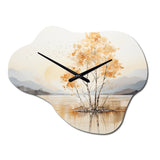 Minimalism Yellow Tree Solitude IV - Asymmetric Metal Wall Clock