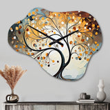 Yellow Grey Majestic Canopies Tree - Asymmetric Metal Wall Clock