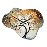 Yellow Grey Majestic Canopies Tree - Asymmetric Metal Wall Clock
