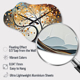 Yellow Grey Majestic Canopies Tree - Asymmetric Metal Wall Clock