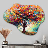 Coral Oak Tree At The Farm I - Asymmetric Metal Wall Clock