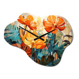 Tropical Orange and Green Foliage II - Asymmetric Metal Wall Clock