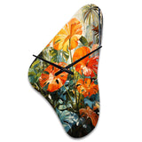 Orange Green Tropical Foliage IV - Asymmetric Metal Wall Clock